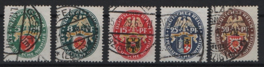 DR / Weimar, 1929, Mi.- Nrn.: 430- 434, gestempelt, kpl. Satz! Selten! Qualitätssatz!