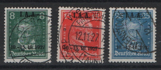 DR / Weimar, 1927, Mi.- Nrn.: 407- 409, gestempelt, kpl. Satz! Selten! Qualitätssatz!