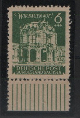 Ostsachsen, 1946, Mi.- Nr.: 64 b F, mit Ur., **! Akt. Fotoattest Dr. Jasch BPP; echt und einwandfrei! Luxusstück! RR!