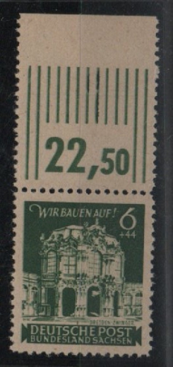 Ostsachsen, 1946, Mi.- Nr.: 64 a F, mit Or., **! Akt. Fotoattest Dr. Jasch BPP; echt und einwandfrei! Luxusstück! RR!