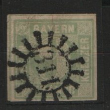 Bayern, 1850, Mi.- Nr.: 5 (aa oder b) in Type II, gestempelt, tiefstgeprüft / signiert Star(auscheck)! Qualitätsstück! Selten!