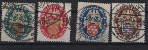 DR / Weimar, 1926, Mi.- Nrn.: 398- 401, gestempelt, kpl. Satz! Selten! Qualitätssatz!