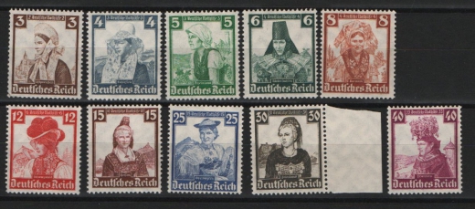 III. Reich, 1935, Mi.- Nrn.: 588- 597, der Trachtensatz, **! Selten!