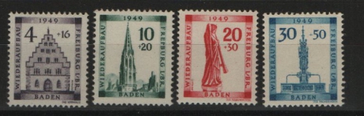 FRZ - Baden, 1949, Mi.- Nrn.: 38 A - 41 A, **, Qualitätssatz!