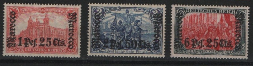 Dt. Auslandspostämter, Marokko, 1906, Mi.- Nrn.: 43- 45 , **! Selten!