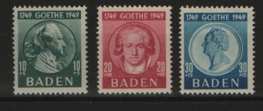 FRZ - Baden, 1949, Mi.- Nrn.: 47- 49, **! Qualitätssatz!