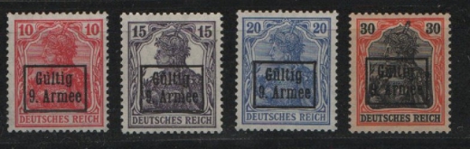 Dt. Bes. I. WK., 1918, M.V.i.R. / 9. Armee, Mi.- Nr.: 1-4, **! Selten!