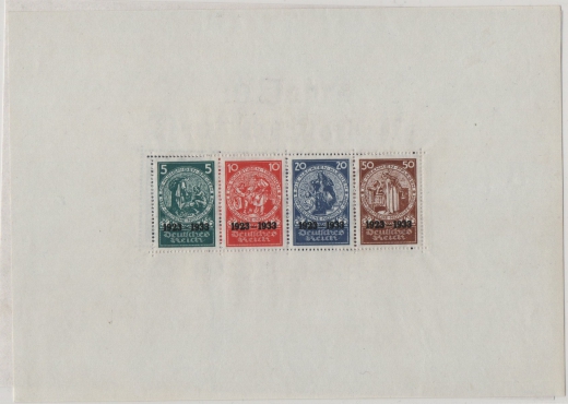 III. Reich, 1933, Mi.- Nr.: Bl. 2, Marken **, Rand *, Der Nothilfeblock, akt. FA D. Schlegel BPP: e + ....! Kabinettstück! R!