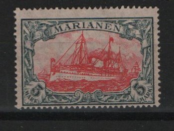 Dt. Kolonien, Marianen, 1916 / 19, Mi.- Nrn.: 21 B, *! Selten!