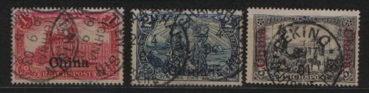 Dt. Auslandspostämter, China, 1901 / 04, Mi.- Nrn.: 24- 26, gestempelt! Selten!