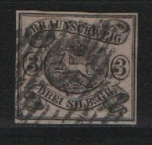 Braunschweig, 1853, Mi.- Nr.: 8 a, gestempelt, tiefgeprüft Engel BPP! Prachtstück!