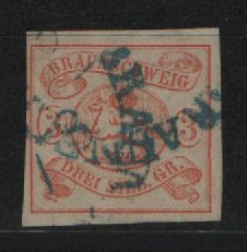 Braunschweig, 1862, Mi.- Nr.: 12 A, gestempelt, tiefgeprüft Brettl BPP! Gutes Kabinettstück!