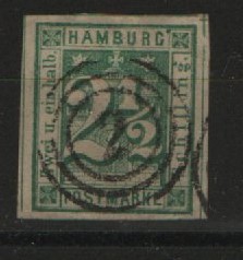 Hamburg, 1864, Mi.- Nr.: 9, gestempelt, tiefsigniert / geprüft Engel! Prachtstück!