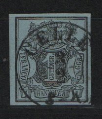 Hannover, 1850, Mi.- Nr.: 1, gestempelt, tiefstsigniert / geprüft G. Bühler ! Luxusstück!