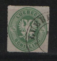 Lübeck, > 1863, Mi.- Nr.: 8 A, gestempelt, tiefsigniert / geprüft Pfenninger! Prachtstück!