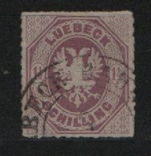 Lübeck, ca. 1865, Mi.- Nr.: 14, gestempelt, tiefgeprüft Brettl BPP! Gutes Kabinettstück!