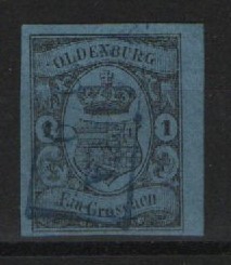 Oldenburg, ca. 1859, Mi.- Nr.: 6a (vom Sr. ?), gestempelt, tiefstgeprüft Berger BPP! Luxusstück! Selten!