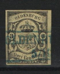 Oldenburg, ca. 1859, Mi.- Nr.: 8, gestempelt, tiefgeprüft Berger BPP! Prachtstück! Selten!