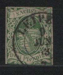Sachsen, 1851 / 63, Mi.- Nr.: 2 II, gestempelt, tiefgeprüft /signiert Dietrich, Kabinettstück!
