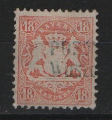 Bayern, ca. 1870, Mi.- Nr.: 27 Yb, gestempelt, mit Poatablagestempel! Geprüft Brettl BPP! Kabinettstück! Selten!