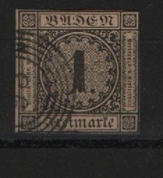 Baden, 1851, Mi.- Nr.: 1a, gestempelt, tiefstgeprüft / signiert Drahn! Kabinett- Prachtstück! Selten!
