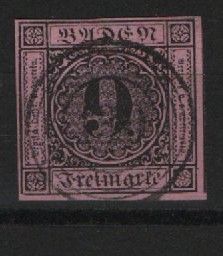 Baden, ca. 1851, Mi.- Nr.: 4 b, gestempelt, tiefstgeprüft Fläming BPP! Pracht- Luxusstück! Selten!