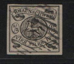 Braunschweig, 1853, Mi.- Nr.: 5, gestempelt, tiefstgeprüft Lange BPP! Luxusstück!