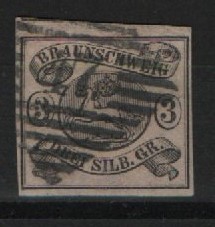 Braunschweig, 1853, Mi.- Nr.: 8a, gestempelt, tiefstgeprüft Brettl BPP! Luxusstück!