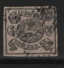 Braunschweig, 1853, Mi.- Nr.: 8a, gestempelt, tiefstgeprüft Lange BPP! Pracht- Luxusstück!