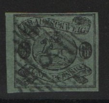 Braunschweig, ca. 1863, Mi.- Nr.: 10 A, gestempelt, tiefstgeprüft Lange BPP! Luxusstück!