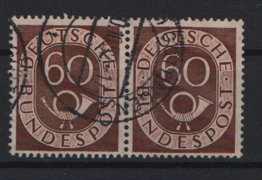 BRD, 1951, Mi.- Nr.: 135 im waager. Paar, gestempelt! Tiefstgeprüft Schlegel BPP! Luxusstück, selten!