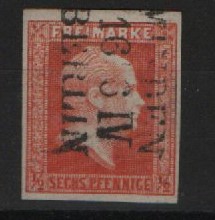Preußen, ca. 1859, Mi.- Nr.: 13 a, gestempelt, mit Bahnpoststempel! Signiert / Tiefstgeprüft Kastaun BPP! Luxusstück!