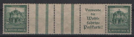 DR, Weimar, 1931, Zusammendruck, Mi.- Nr.: WZ 7, **, aktuelles Fotoattest Schlegel BPP; e + e! Luxusstück! Sehr selten!