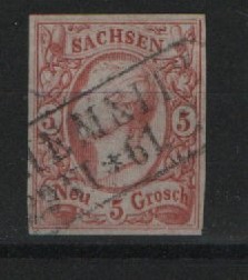 Sachsen, 1856 / 63, Mi.- Nr.: 12 a, gestempelt, tiefgeprüft Rismondo BPP! Prachtstück! Selten!