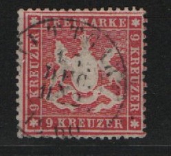 Württemberg, ca. > 1860, Mi.- Nr.: 19 xa, gestempelt, tiefgeprüft Irtenkauf BPP! Kabinettstück! Selten!