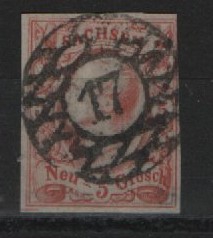 Sachsen, 1856 / 63, Mi.- Nr.: 12 a, gestempelt, tiefgeprüft Rismondo BPP! Prachtstück! Selten!