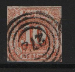 T. + T., ca. 1859, Mi.- Nr.: 19, gestempelt, tiefstgeprüft Pfenninger! Pracht- Luxusstück! Sehr selten!