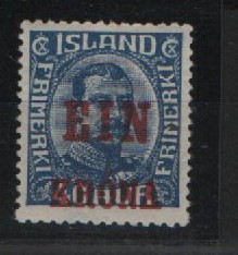 Island, 1926, Mi.- Nr.: 121, */ ungebraucht, selten!
