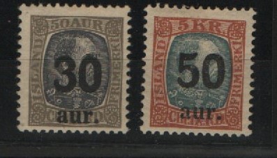 Island, 1925, Mi.- Nr.: 112- 13, */ ungebraucht