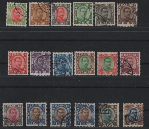 Island, 1920, Mi.- Nrn.: 83- 98, gestempelt