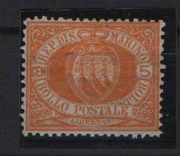 San Marino, 1877, Mi.- Nr.: 6, * / ungebraucht! Selten!