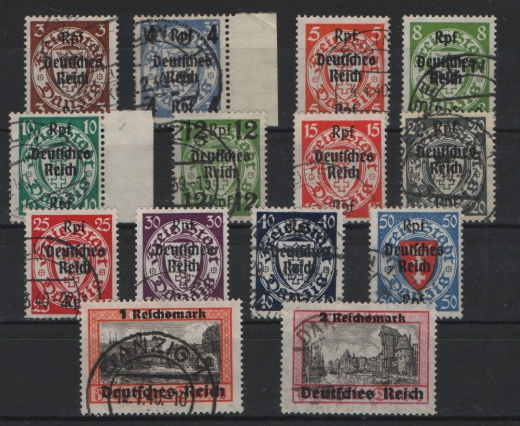 III. Reich, 1939, Mi.- Nrn.: 716- 729, Kpl.- Satz, gestempelt, 728- 29 je tief(st)geprüft Schlegel BPP! Selten!