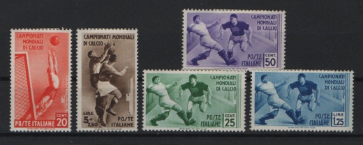 Italien, 1934, Mi.- Nrn.: 479- 83, *, Fußball- WM, selten!