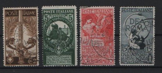 Italien, 1911, Mi.- Nrn.: 100- 103, gestempelt, selten!