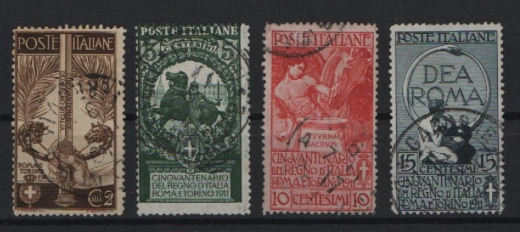 Italien, 1911, Mi.- Nrn.: 100- 103, gestempelt, selten!