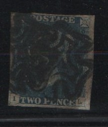 Großbritanien, ca. 1845, Mi.- Nr.: 2, gestempelt! Kabinett- / Bedarfserhaltung! Selten!