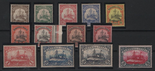 Dt. Kolonien, Marshall- Inseln, ca. 1901 / 16, Mi.- Nrn.: 13- 25, *, selten!