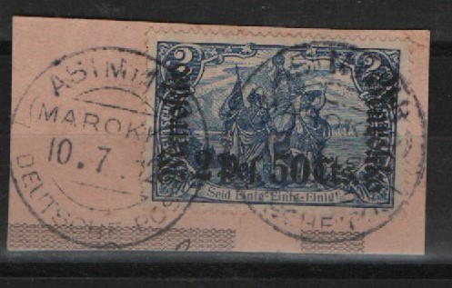 DAP, Marokko, 1912 (?), Mi.- Nr.: 56 IA mit besserem Stempel Asimmur, dekorativ und selten!