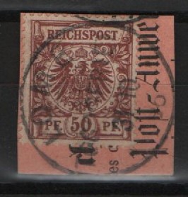 Dt. Kolonien, Togo, 1896, Mi.- Nr.: V 50, auf kl. Briefstück, tiefstgeprüft Dr. Steuer BPP! Selten!