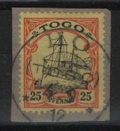 Dt. Kolonien, Stempel, Togo, 1912, Mi.- Nr.: 11, auf kl. Briefstück, gestempelt mit HO, tiefstgeprüft Bothe BPP! Selten!